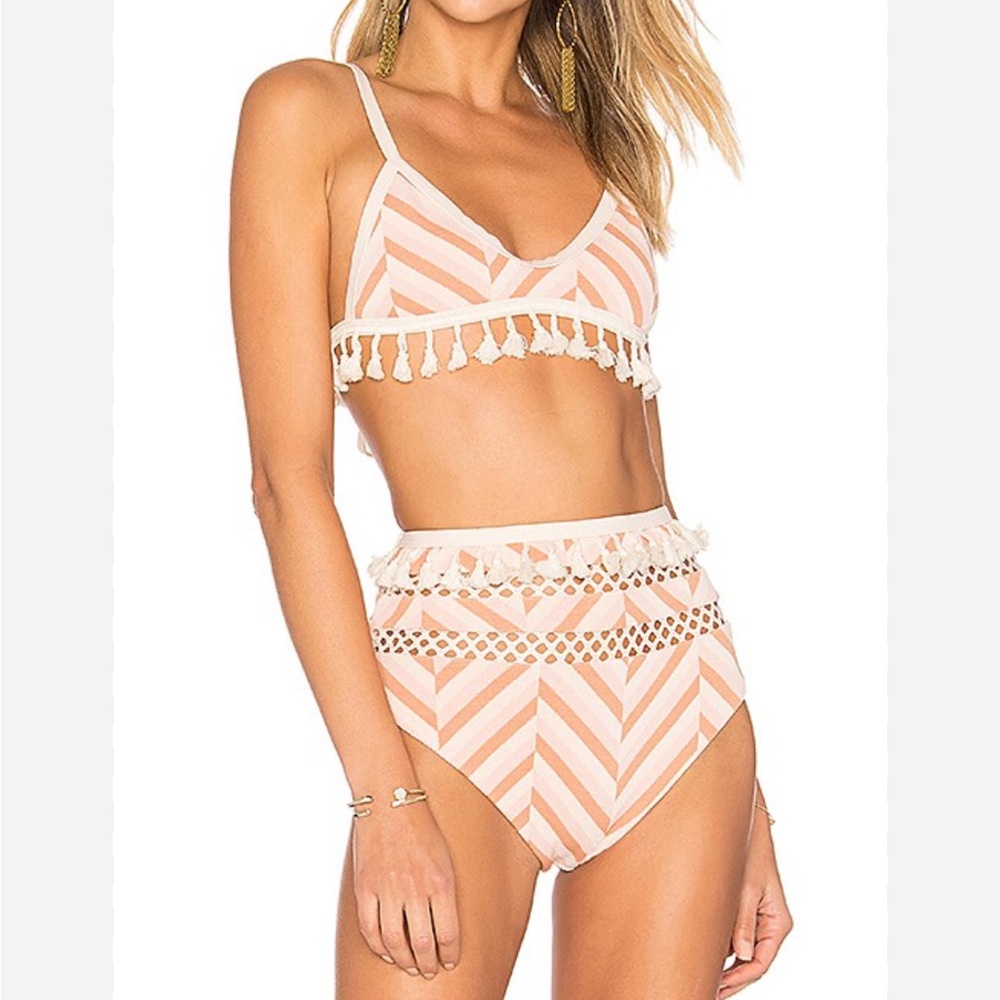 Tularosa Chevron Tassel Bikini grey scale color